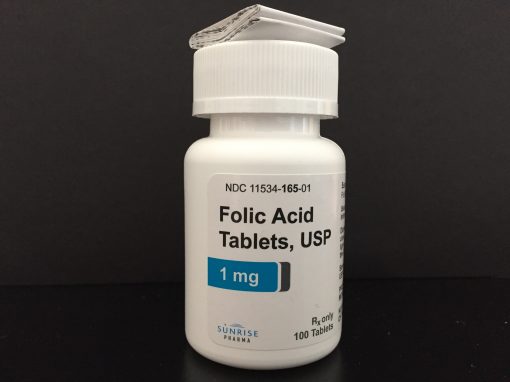 Folic Acid 1mg 100 Count Pic - Sunrise Pharmaceutical, Inc.